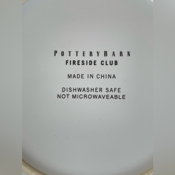 Lot of 2 Pottery Barn Rover Fireside Club Plate Dog White Multicolor Stripe Dish - Picture 7 of 13